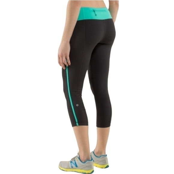 Lululemon Race With Grace Cropped Running Pants Sz 6 Soot/Bali Breeze Athletic - Picture 2 of 12